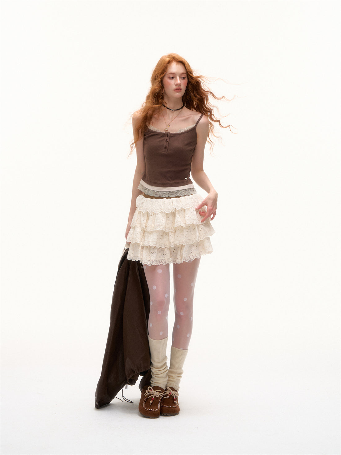 AsGony ASG25414 Lace fake three piece contrasting camisole