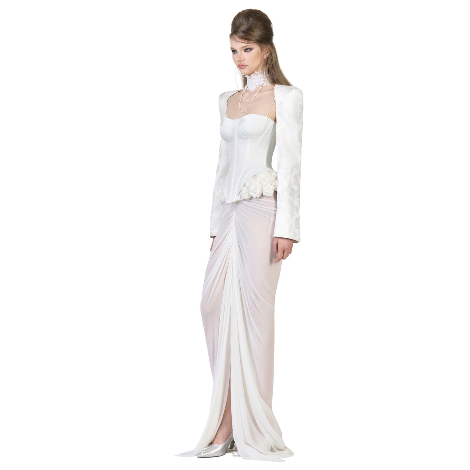 FFSD LYRA BLAZER&amp; DARLING CORSET (WHITE)&amp; SHADOW SKIRT (WHITE)