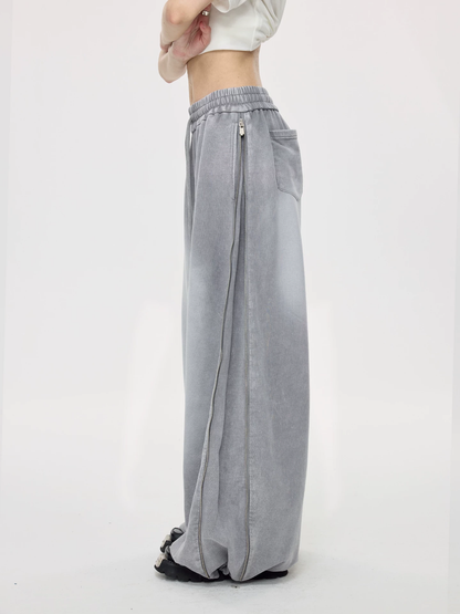 Nova Street Washed Grey Wide Leg Sweatpants