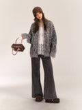 AsGony ASG24550 wool blended loose knitted jacket