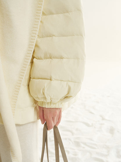 16DEWS 16D25533 White duck down mid length checkered down jacket