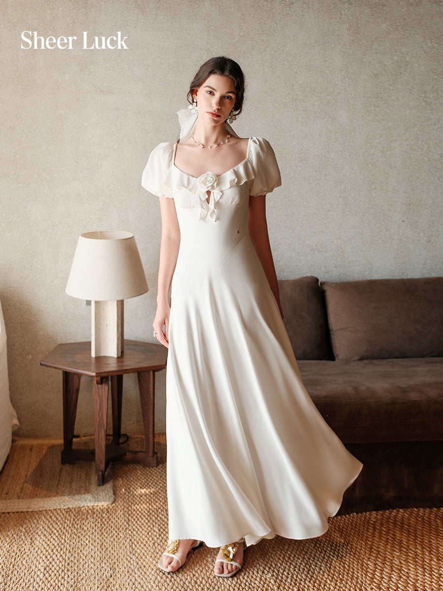 SHEERLUCK SLLYQ26308 Blended French style square neck dress