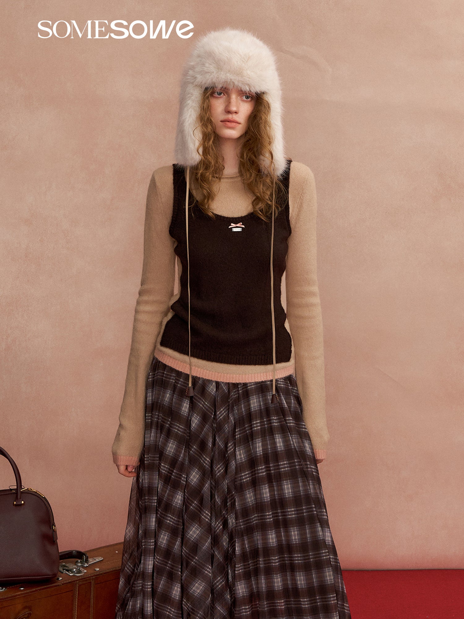 SOMESOWE S2508298 Color blocking layered long sleeved sweater