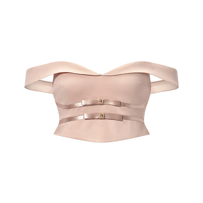 SHEERLUCK SLTZ25203 Off-shoulder top + bow skirt set (2color)