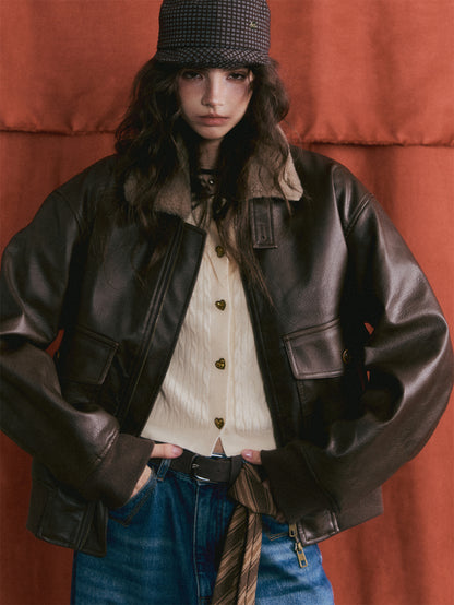 AsGony ASG25459 Plush collar spliced jacket