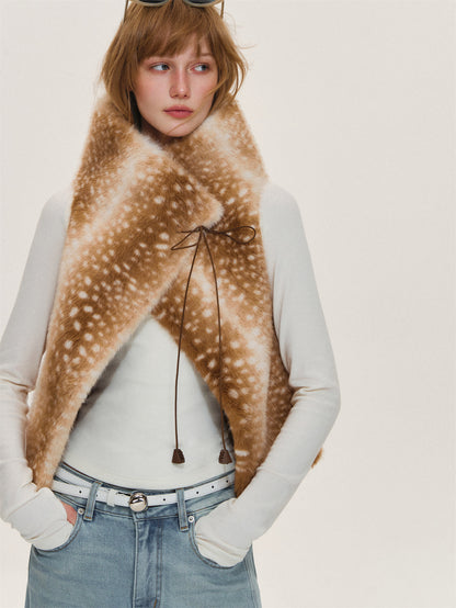 Asgony ASG26611 Strap-Detail Faux Fur Vest