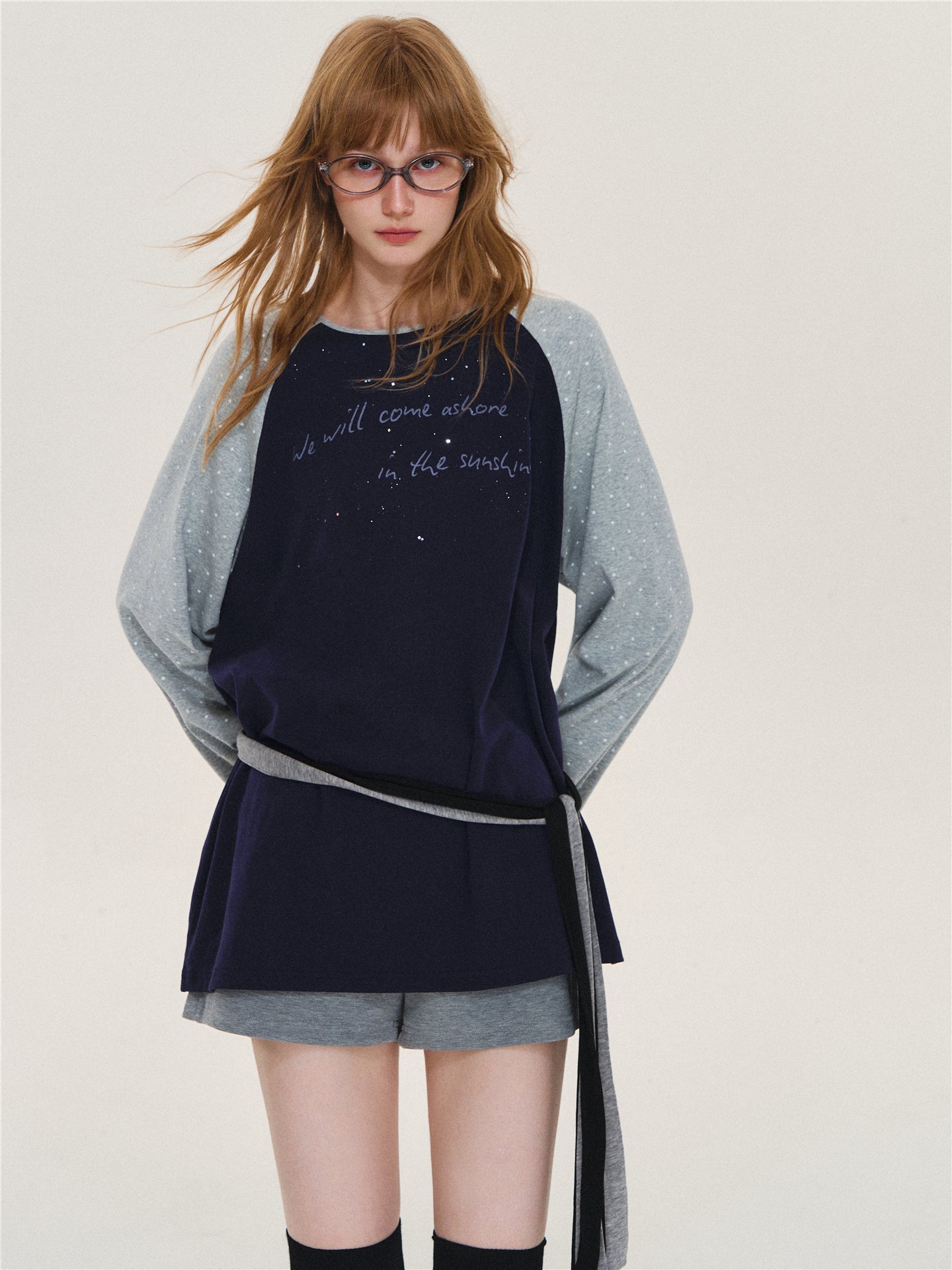 Asgony ASG26566 Polka Dot Oversized T-Shirt