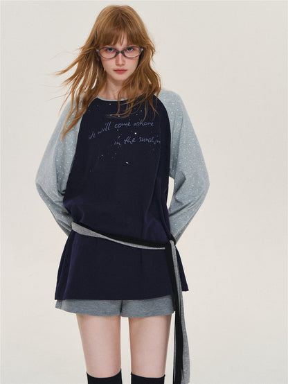 Asgony ASG26566 Polka Dot Oversized T-Shirt