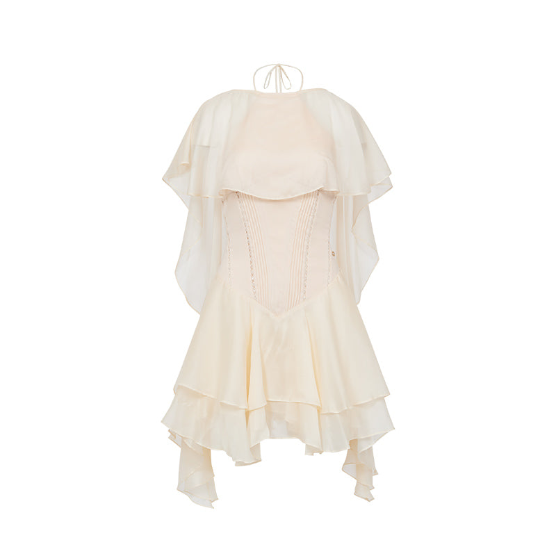 SHEERLUCK SLLYQ26101 Chiffon printed shawl mini dress