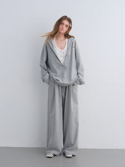 AsGony ASG25656&amp;ASG25657 Polka dot vest hooded drawstring hoodie set