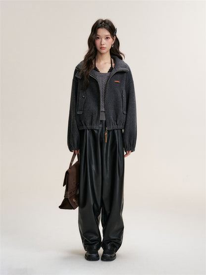 16DEWS 16D25445 Solid Color Australian Wool Double-Sided Jacket