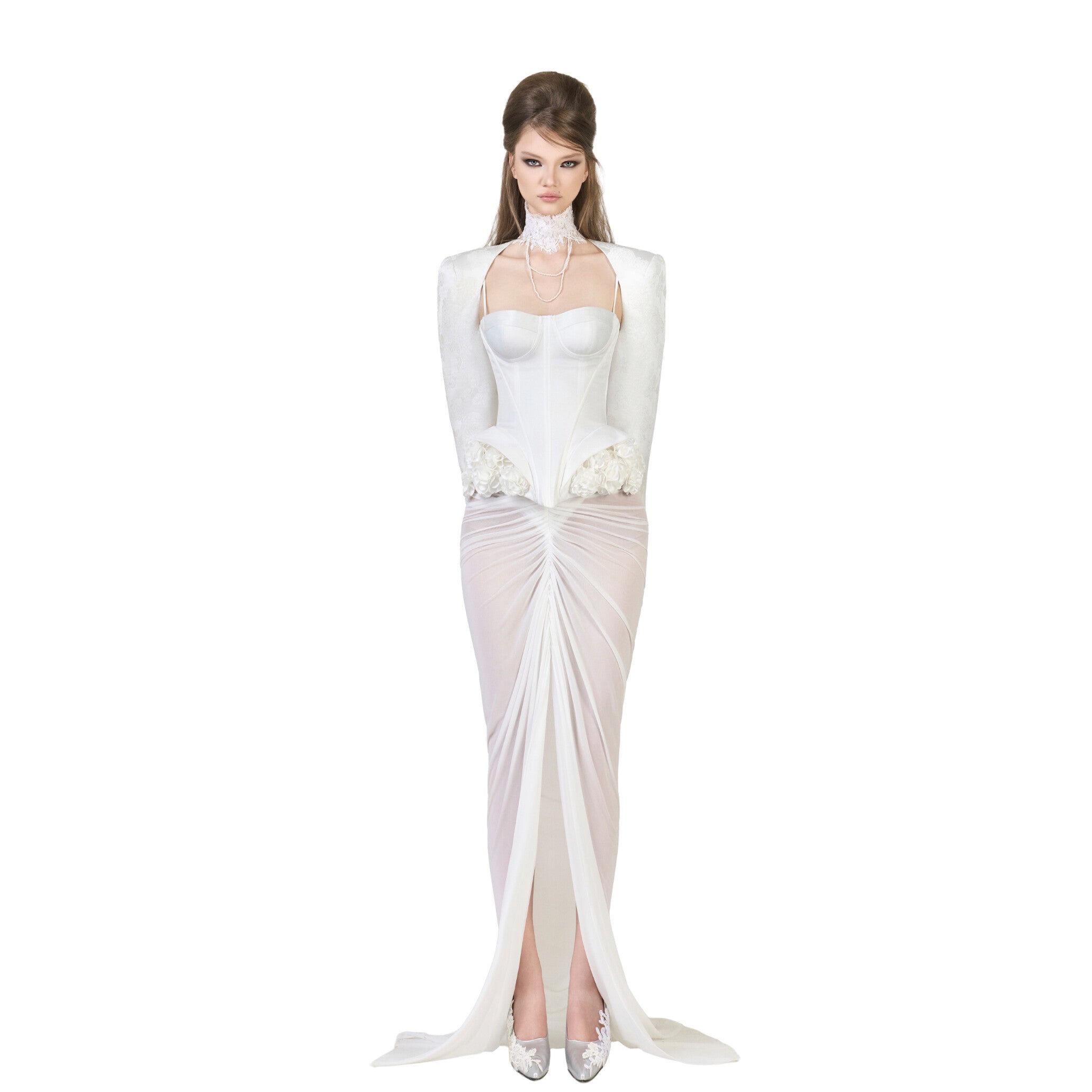 FFSD LYRA BLAZER&amp; DARLING CORSET (WHITE)&amp; SHADOW SKIRT (WHITE)