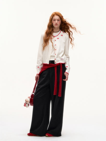 AsGony ASG25394 Lace patchwork drawstring loose pants