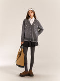 AsGony ASG24565 Pearl Snow Button Cardigan