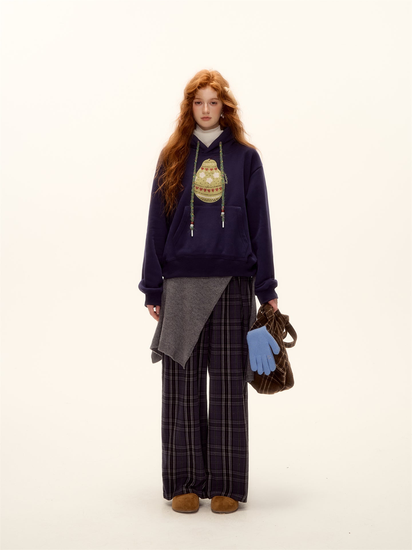 AsGony ASG25474 Woolen Fel Island Knitted Pear Hoodie