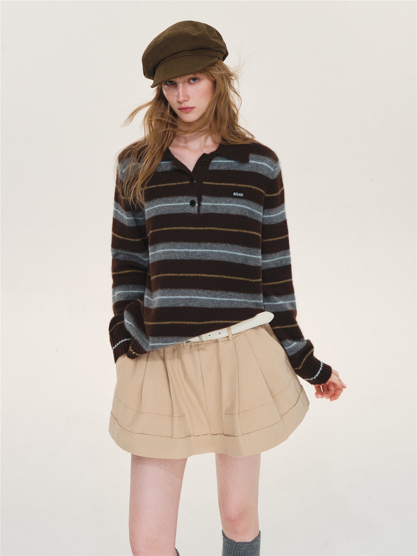 Asgony ASG26625 Cuffed Elastic-Waist Puffy Skort