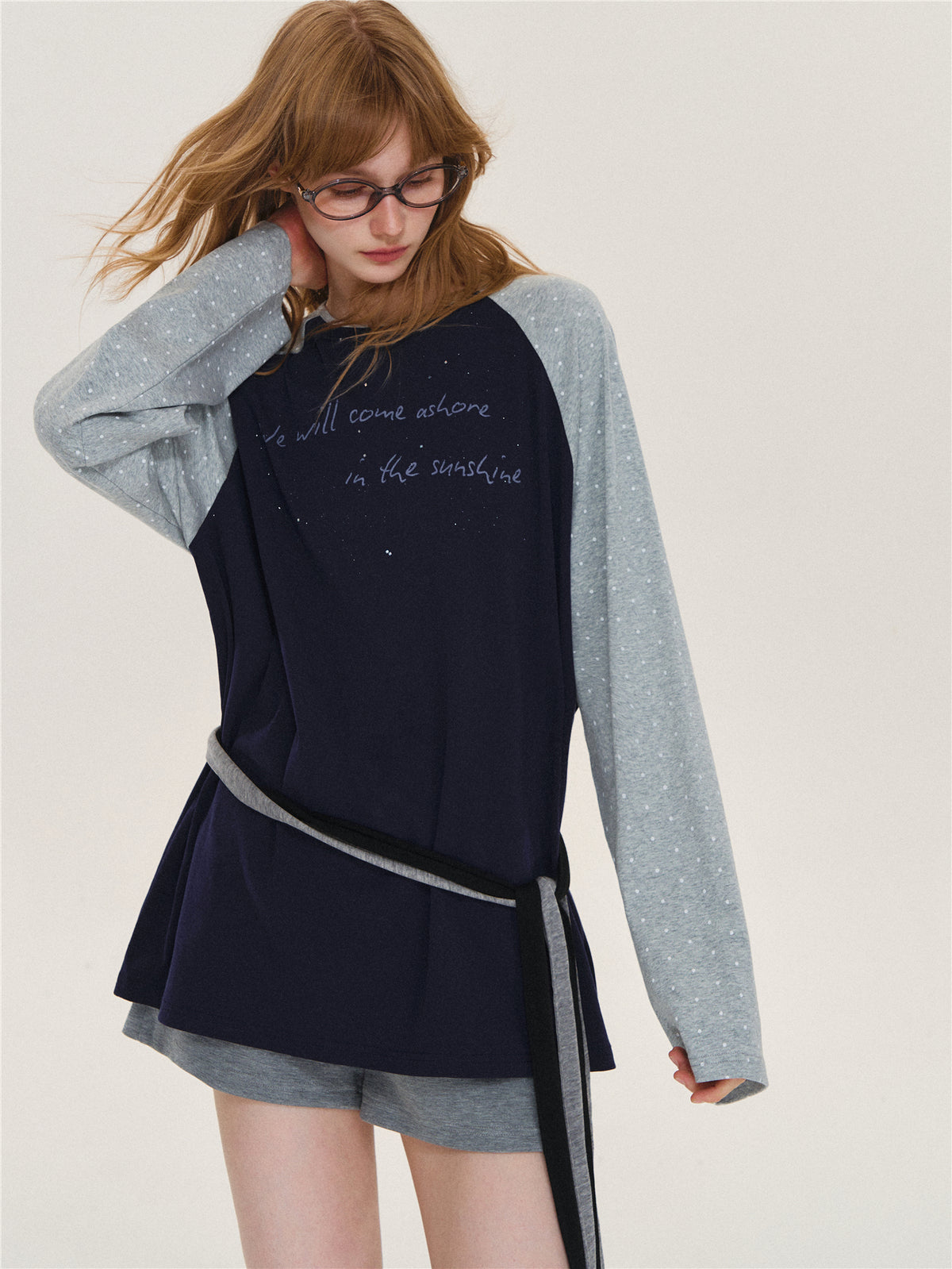 Asgony ASG26566 Polka Dot Oversized T-Shirt