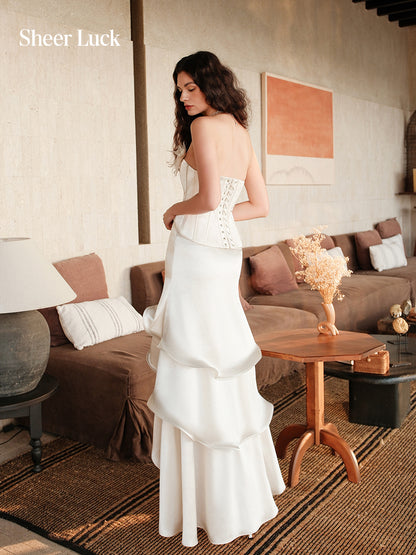 SHEERLUCK SLTZ26312 Satin patchwork fishbone corset + skirt