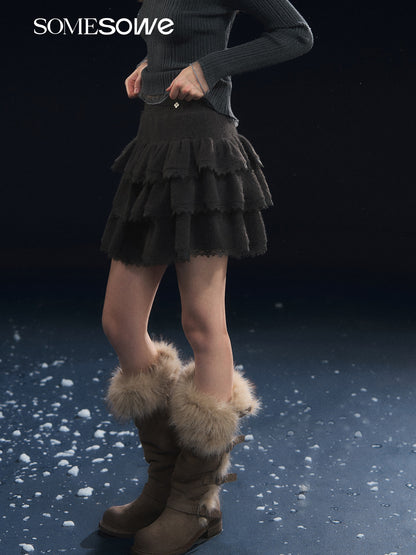 SOMESOWE S2508307 Lace patchwork fluffy cake skirt