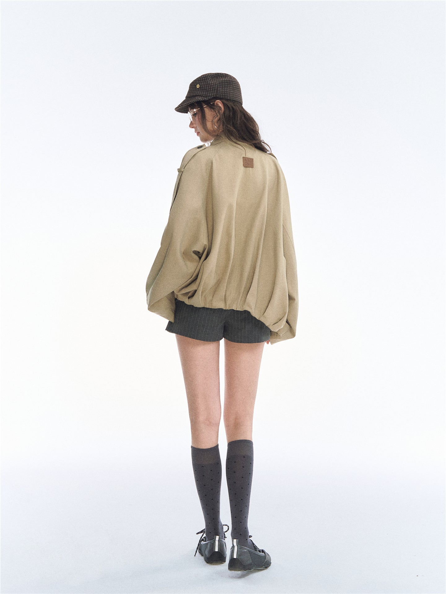 Asgony ASG26527 Oversized Collar Relaxed Button Trench Jacket