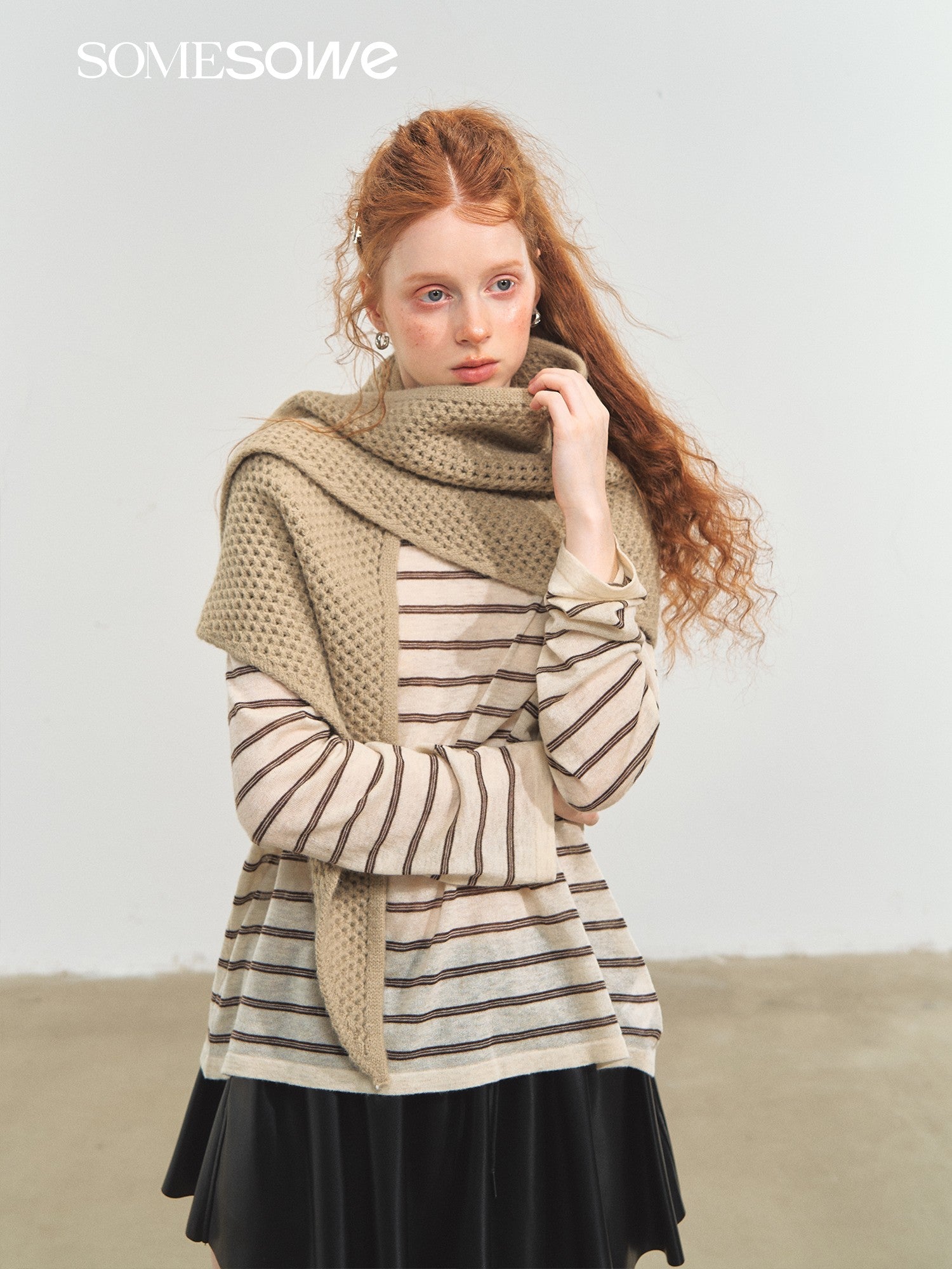 SOMESOWE S2508227 Vintage striped versatile knitted top