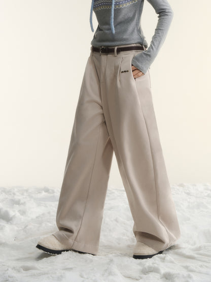 AsGony ASG25530 Plaid wide leg elastic and plush casual pants