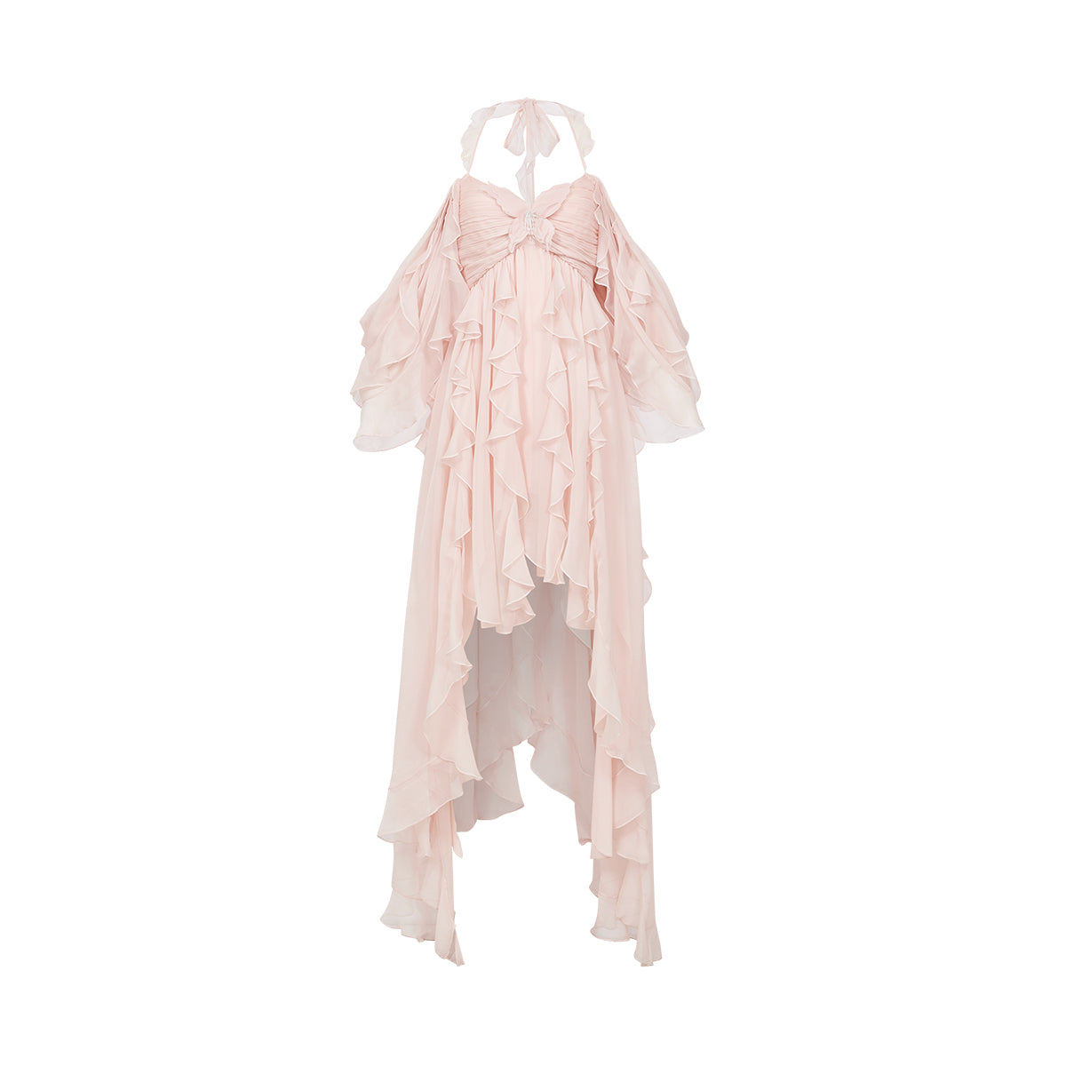SHEERLUCK SLLYQ26106 Vacation style chiffon multi-level dress