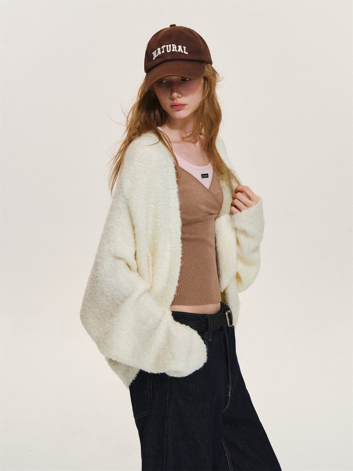 Asgony ASG26568 Soft Loop-Yarn Batwing Cardigan