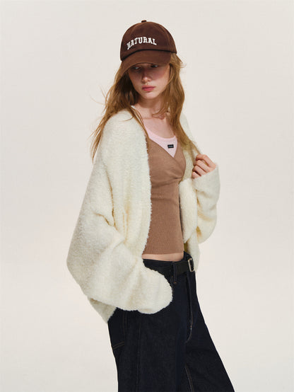 Asgony ASG26568 Soft Loop-Yarn Batwing Cardigan