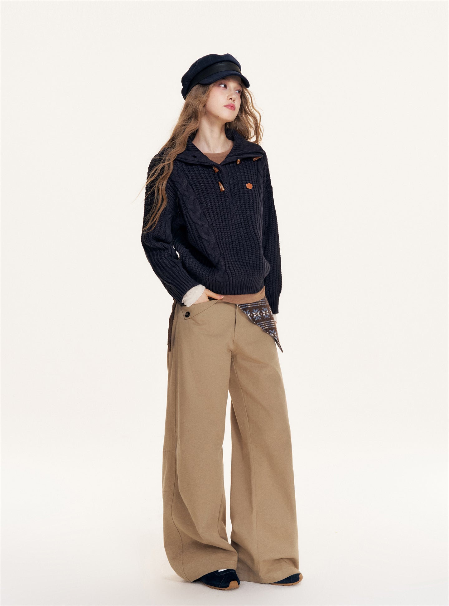 16DEWS 16D25436 Loose hanging curved knife work pants