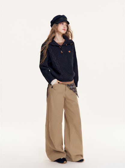 16DEWS 16D25436 Loose hanging curved knife work pants