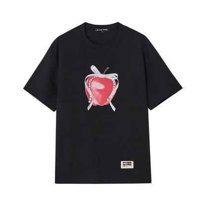 SOMESOWE S2508149 Apple print silhouette short sleeved T-shirt (2color)