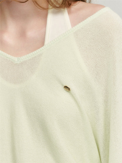 16DEWS 16D26132 V-neck strap waist cinching knitted sweater + vest two-piece set