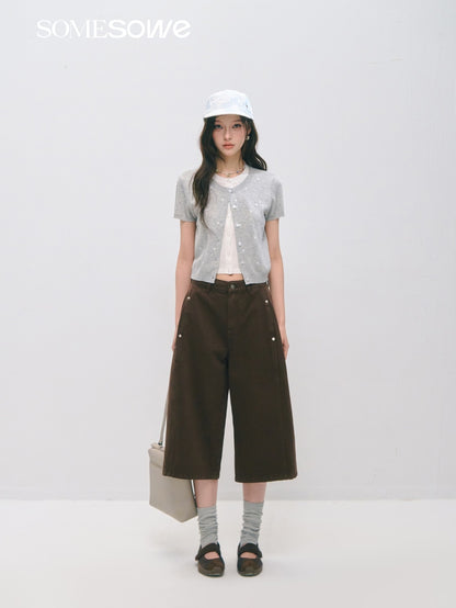 SOMESOWE S2509032 Straight leg wide leg mid length pants