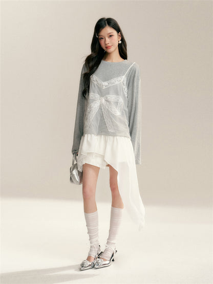 16DEWS 16D246059 High waisted A-line denim skirt and pants