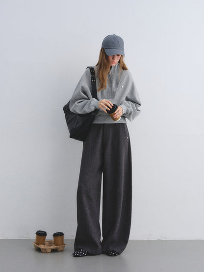 AsGony ASG25675&amp;ASG25676 Waist zipper pullover striped patchwork hoodie + pants skirt