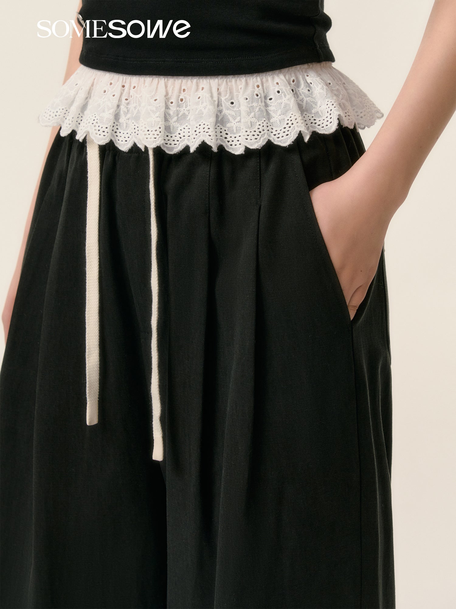 SOMESOWE [Star Style] S2508027 Lace patchwork casual pants