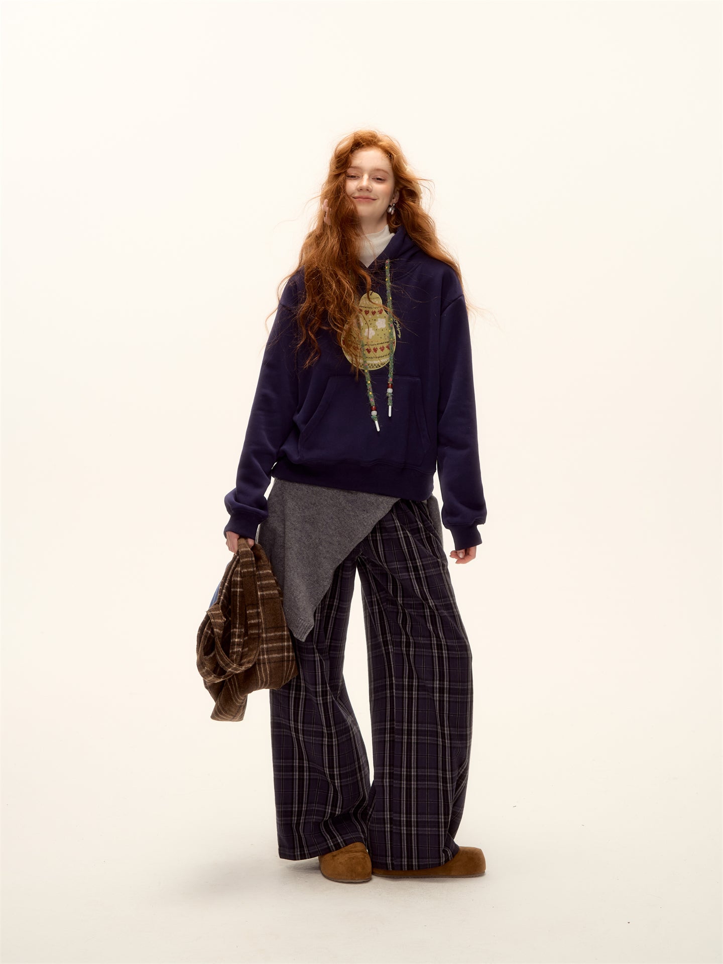 AsGony ASG25474 Woolen Fel Island Knitted Pear Hoodie