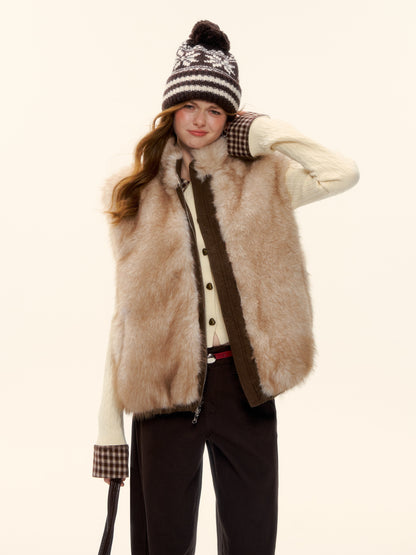 AsGony ASG25591 Eco-friendly fur double-sided vest