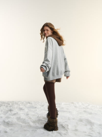 AsGony ASG25545 Fel Island printed casual hooded sweatshirt