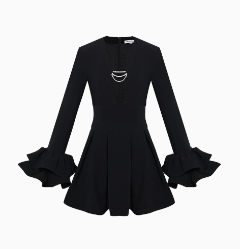 Masion Wester Black Wave Edge Dress &amp; Bra