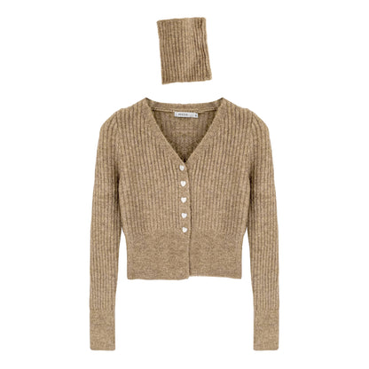 16DEWS 16D23333 V-neck knitted cardigan + pants set (2color)