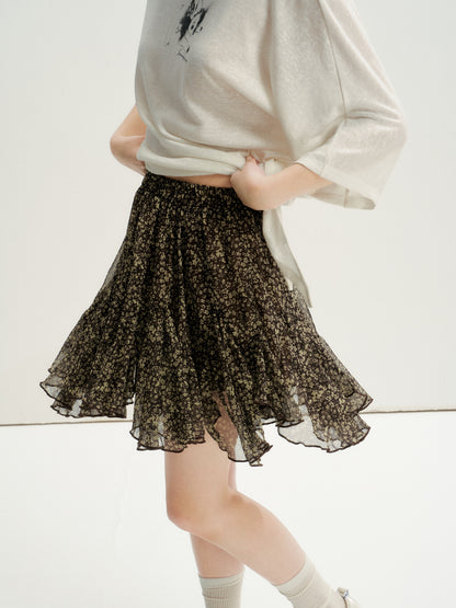 16DEWS 16D25078 Irregular Hem A-Line Ruffled Short Skirt