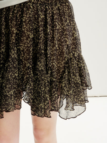 16DEWS 16D25078 Irregular Hem A-Line Ruffled Short Skirt
