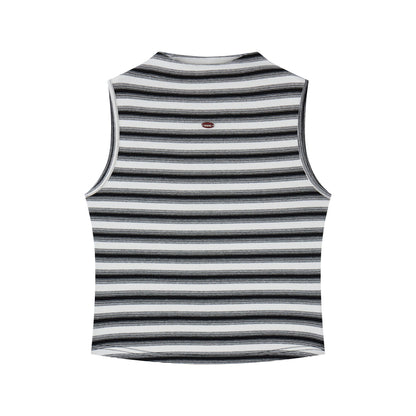16DEWS 16D25153 Black and white striped slim fit vest