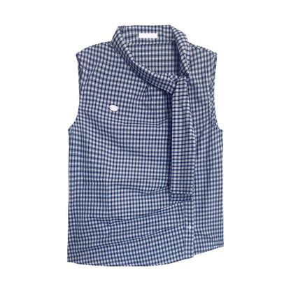 16DEWS 16D25157 Bow pleated sleeveless vest (2color)