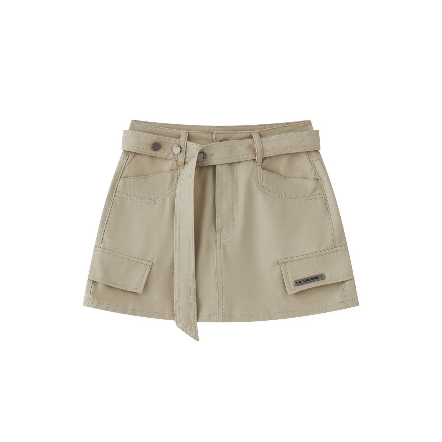 16DEWS 16D25184 Khaki workwear style high waisted skirt
