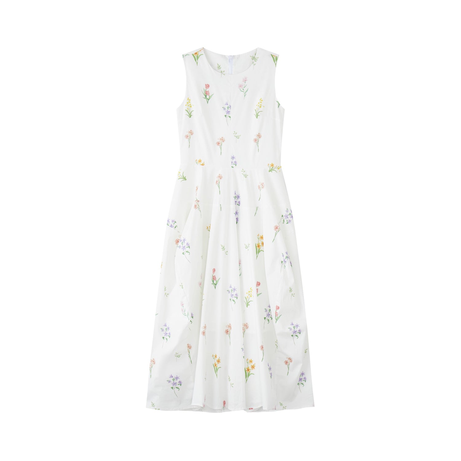 16DEWS 16D25186 Round neck vest flower bud dress