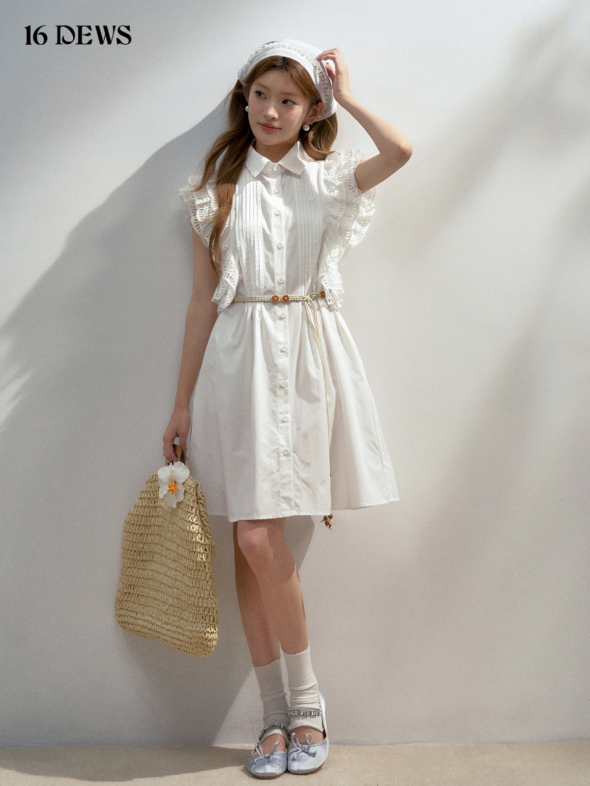 16DEWS 16D25189 Lace shirt dress