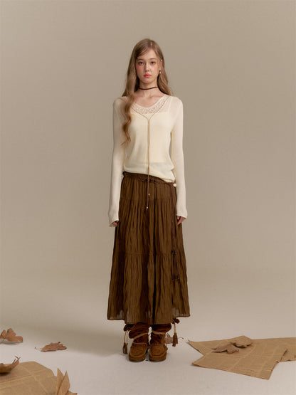 16DEWS 16D25286 V-neck long-sleeved knitted sweater